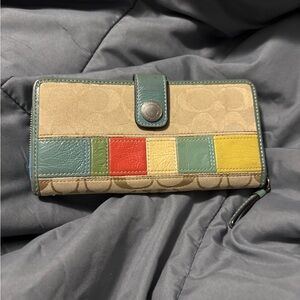 Sold ❌Vintage Signature Coach Colorful Patchwork Wallet